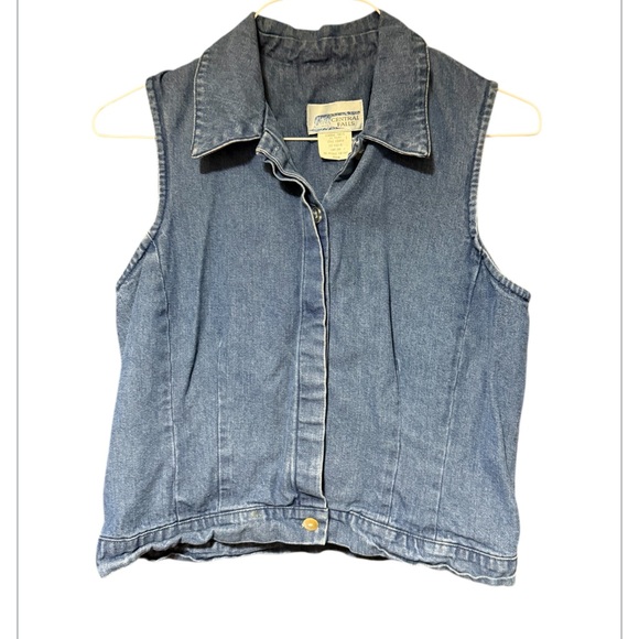 Central Falls Jackets & Blazers - Central Falls Vintage Denim Vest Women’s Medium 90s Y2K Button Front Sleeveless